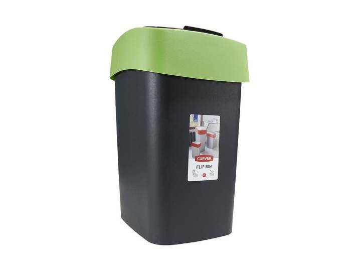 Curver Abfalleimer Flip BIN Schwarz-Gruen 26 × 47 × 34 cm 25 l