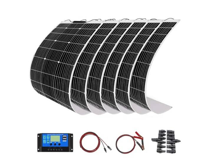 YINGGUANG Solar Panel Kit 400W 4*100W Flexible Solar Panel 12V Photovoltaic Waterproof Solar Charger 40A Controller+3m Cable+1m Battery Clip Cable for 12v Baterry Charger (400)
