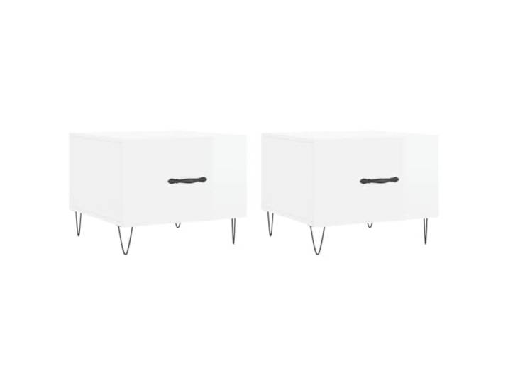 LASWWQMRF Couchtische 2er Set Hochglanz Weiß 50x50x40 cm Holzwerkstoff Elegantes 2er Set Beistelltische mit Schublade für Wohnzimmer und Schlafzimmer. Stabile Eisenbeine bieten verlässlichen Halt.