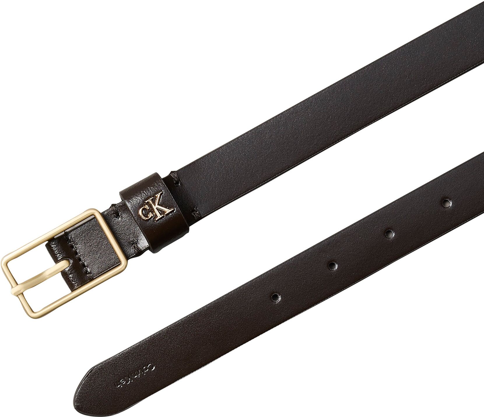 Ledergürtel CALVIN KLEIN JEANS "SQUARE BUCKLE CK LOOP 25MM", Damen, Gr. 105, braun (delicioso), Rindsleder, Gürtel Ledergürtel, Grössenverstellbar delicioso 105