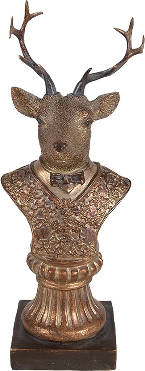 Clayre & Eef Decoratie Beeld Hert, Bruin, Polyresin, Hoogte: 25 cm