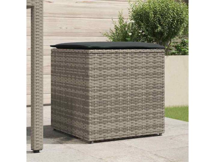 （SOLDES DEC)Boîte à coussins avec stockage Gris 50 x 50 x 50 cm polyrotin - Coffre/Boîte de rangement spacieux FR_8318547