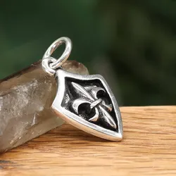 Drachensilber Mittelalterlilie Anhänger Fleur de Lys Schmuck Silber 925 - Silber