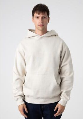 Cotton Heritage M2635 Men's Box Hoodie in Bone size Medium   Cotton/Polyester Blend