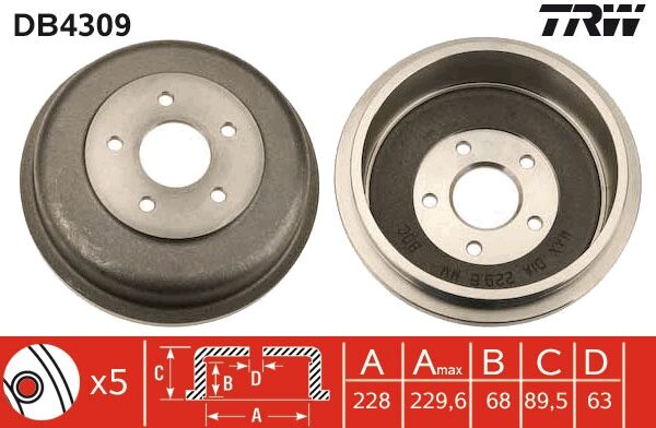 Trw Bremstrommel Db4309 Für Ford