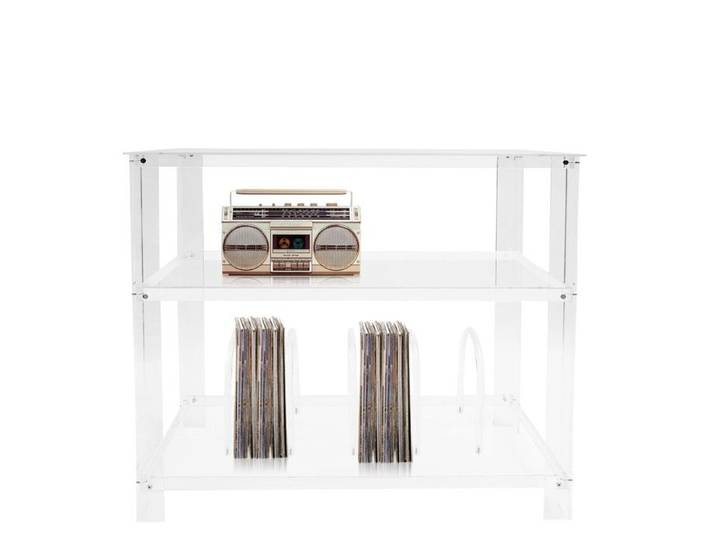 Étagère Acrylique pour Tourne-Disque - 80x40x74cm - Meuble Étagère Transpatant pour Salon Chambre - Support de Plaque Tournante