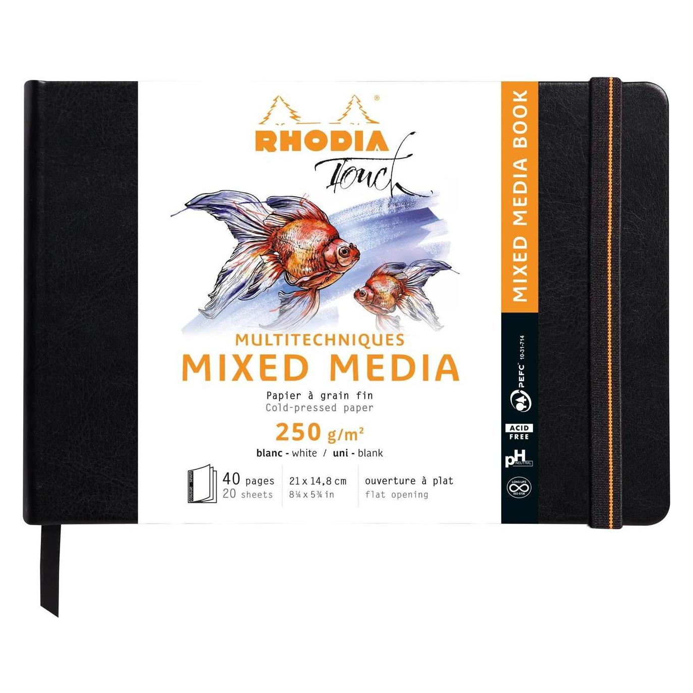 Rhodia Touch Mixed Media Book (A5, Blanko, Harter Einband) (116171C)