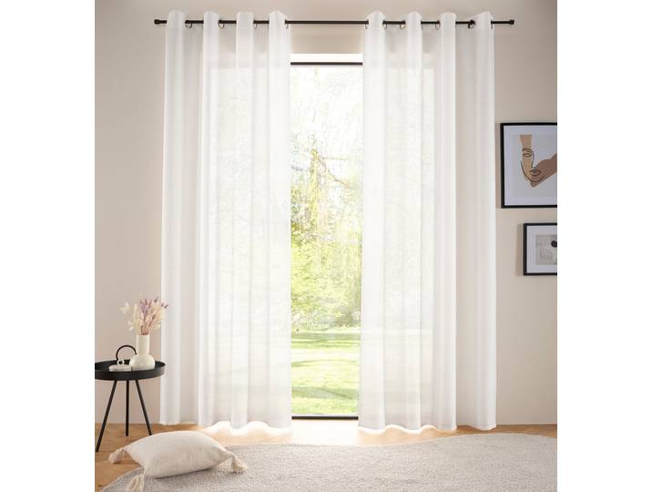 Gardine Marusha Gr. 1, weiß, B:140cm H:145cm, Polyester, LEGER HOME BY LENA GERCKE, Gardinen, Gardine, Leinenoptik, Kundenliebling, Exklusiv, Wohnzimmer, Schlafzimmer