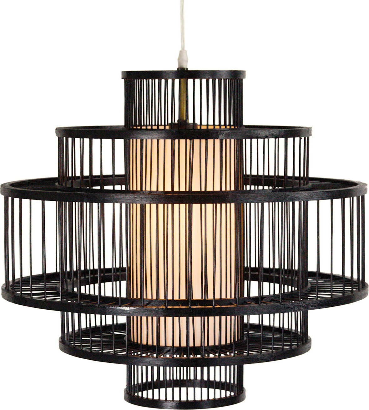 Fine Asianliving Leonard bamboe hanglamp, zwart, handgemaakt, D50 x H50 cm