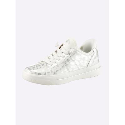 Sneaker JANA, Damen, Gr. 40, Textil, silber (weiß, gemustert), Lederimitat, Textil, Schuhe Sneaker