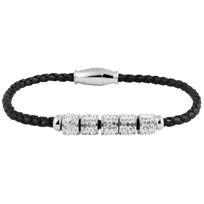 Armband ADELIA´S "Armband aus Leder mit Strass Steinchen 17 cm", schwarz, Armbänder, Damen, 17cm, Leder, Armband, Ideal zum Verschenken – schlicht und stilvoll