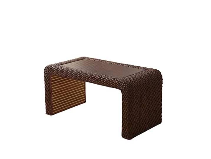 Niedriger Rattan-Couchtisch mit minimalistischem Design und natürlicher Pflanzenrebe for Wohnzimmer, Balkon, Erkerfenster und Gastfamilie(Large)