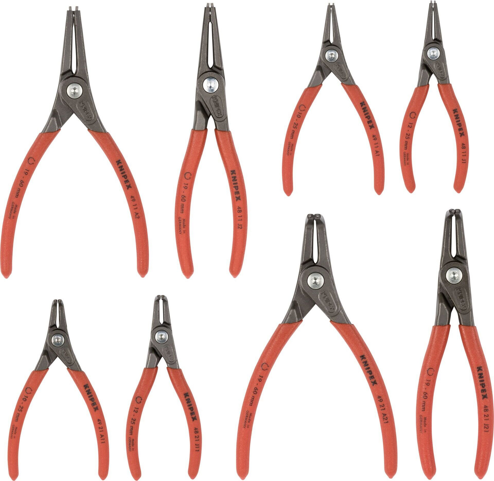 Knipex Set borgringtangen model 00 20 04, 8-delig
