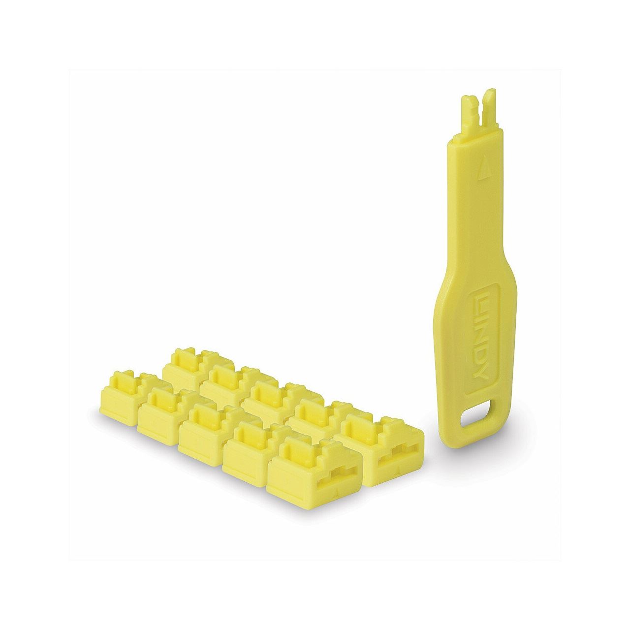Lindy RJ45 Port Schlösser GELB, 10 Stck + 1 Schlüssel