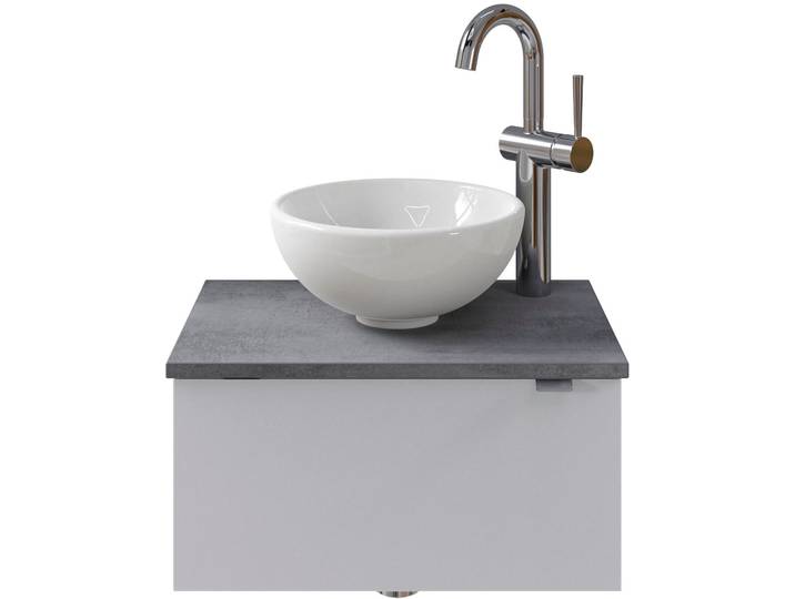 Waschtisch SAPHIR Serie 6915 Waschschale mit Unterschrank für Gästebad, Gäste WC , weiss (weiß glanz, oxid dunkelgrau, weiß glanz), B:51cm H:39,8cm T:35cm, Waschtische, Waschtisch, 51 cm breit, 1 Tür, Waschtischplatte, kleine Bäder, ohne Armatur