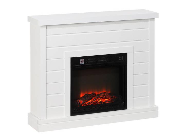 Homcom Elektrokamin mit Heizung und mit Flammeneffekt 1800W, Weiß, Metall, 22x81.7x96.5 cm, Kleinmöbel, Kamine & Zubehör