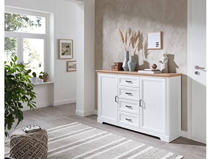 möbelando Sideboard >Jasmin< (BxHxT: 165x102x41 cm) in Artisan/Weiß - 165x102x41cm (BxHxT)
