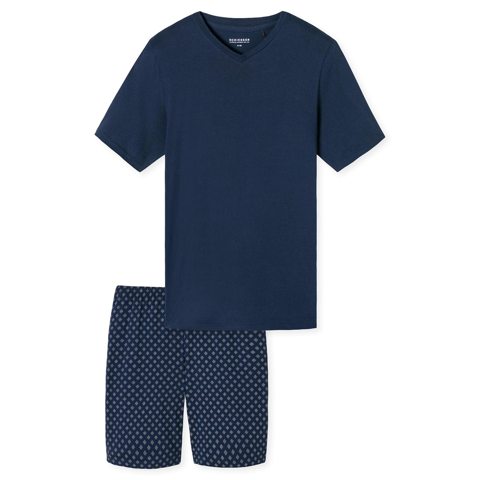 Schiesser Herren Pyjama Schlafanzug kurz - Casual Essentials 1er Pack