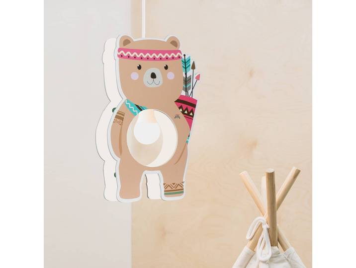 Elobra Hängelampe Little Indians, dimmbar, braun / rost, für Kinderzimmer, Holz, Pendelleuchte
