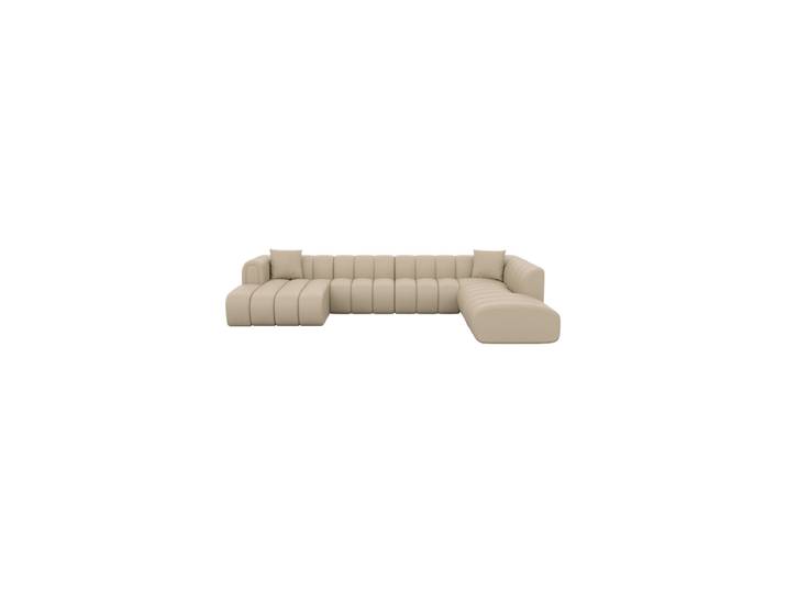 7-Sitzer Design Echtleder Panorama-Sofa „Oliva Lounge“ Echtleder Beige BLOOMINGLOFT Collection