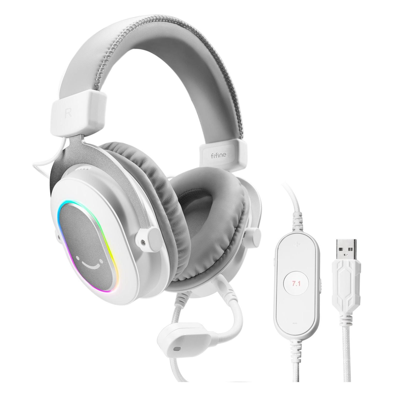 Fifine Słuchawki studyjne nauszne H6W AmpliGame RGB dźwięk przestrzenny 7.1 (Kabelgebunden) (58914959)