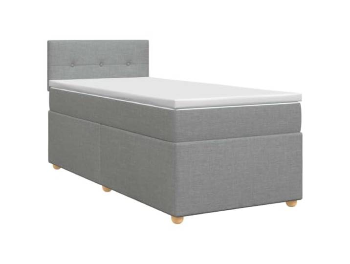 KTHLBRH Boxspringbett mit Matratze Hellgrau 90 x 190 cm Höhenverstellbares Kopfteil, Taschenfedern, Lattenrost, abnehmbare Abdeckung, inklusive Topper, einfache Montage