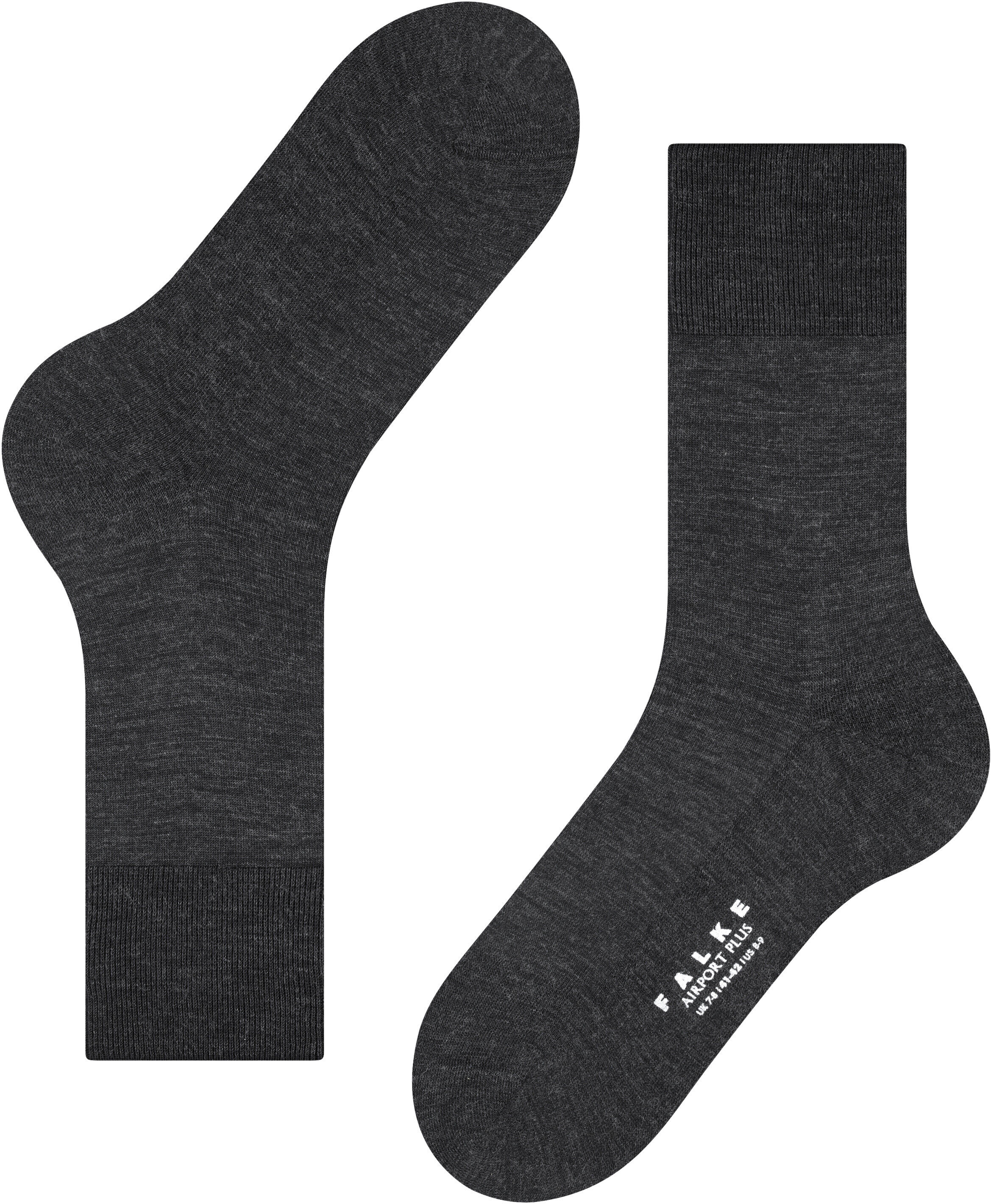 Socken FALKE "Airport Plus", Herren, Gr. 39-40, Sockengrösse, 3080, anthrazit melange, Obermaterial: 53% Schurwolle, 27% Baumwolle, 20% Polyamid, unifarben, Socken Socken 3080, anthrazit melange 39-40, Sockengrösse
