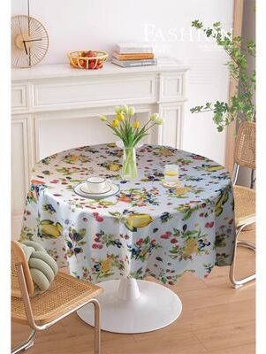 Violet Linen European Floral Botanical Berries Fruits Strawberry Pattern Tablecloths