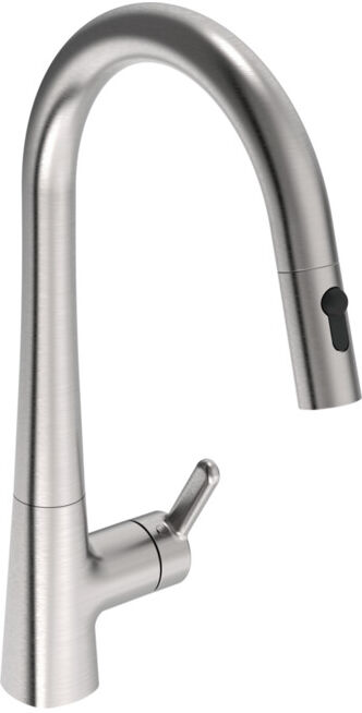 Hansa Mitigeur monocommande évier HANSADESIGNO Style commande latérale, 2 jets, H 231 mm, acier brossé (5136228380)