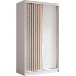SCHWEBETÜRENSCHRANK Cabinio Weiß Eiche Artisan 120/216/61 cm – Modern, mit Lamellen