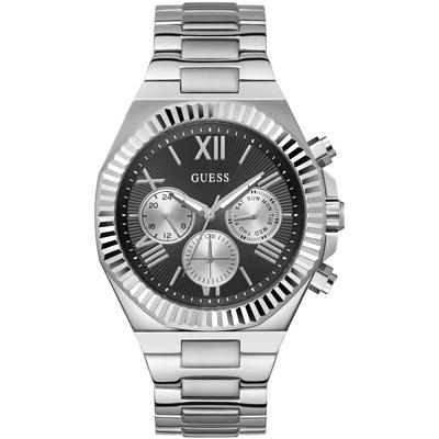 Multifunktionsuhr GUESS "EQUITY", silber (silberfarben), Armbanduhren, Herren, Armbanduhr, Quarzuhr, Herrenuhr, Edelstahlarmband