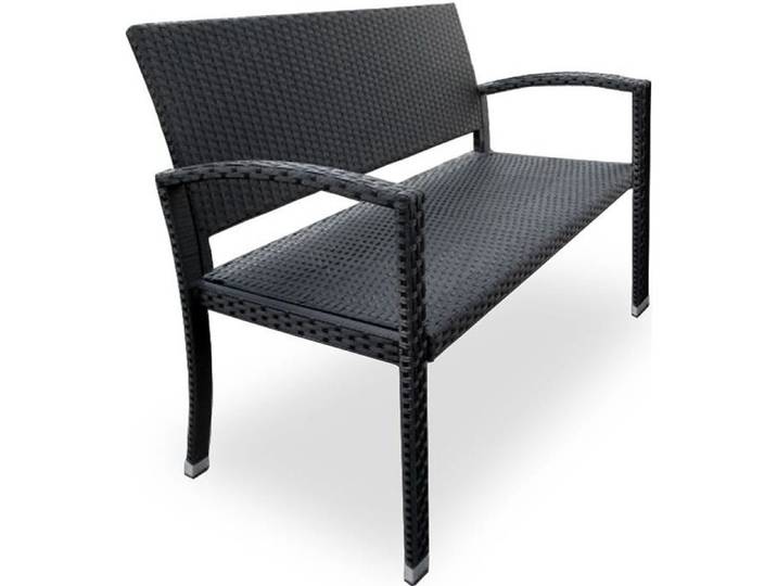 Deuba Banc de Jardin en polyrotin Noir résistant aux UV et aux intempéries Mobilier Meuble siège terrasse Balcon