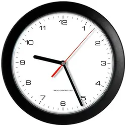 Peweta Uhren Funkwanduhr Design schwarz 250 mm schwarz, 25 cm