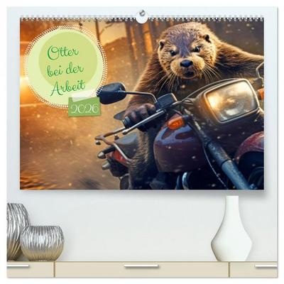 Otter bei der Arbeit (hochwertiger Premium Wandkalender 2026 DIN A2 quer), Kunstdruck in Hochglanz