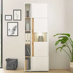 Büroausstattung Schrank in Weiß Wildeichefarben (zweiteilig)