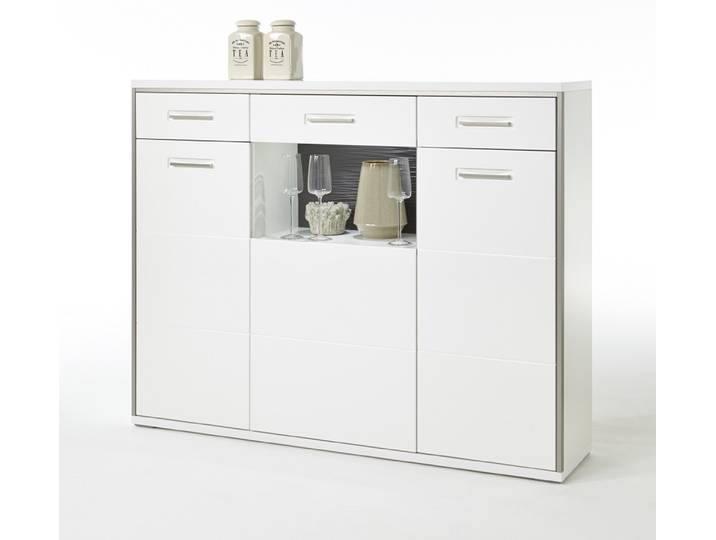 Highboard Trento , weiß Hochglanz , LED Beleuchtung