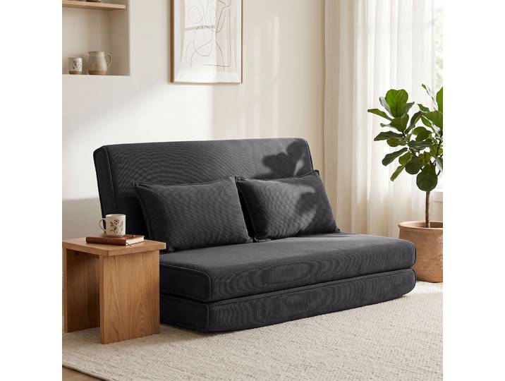 HOMCOM Canapé-Lit 2 Places Velours Gris Dossier Réglable