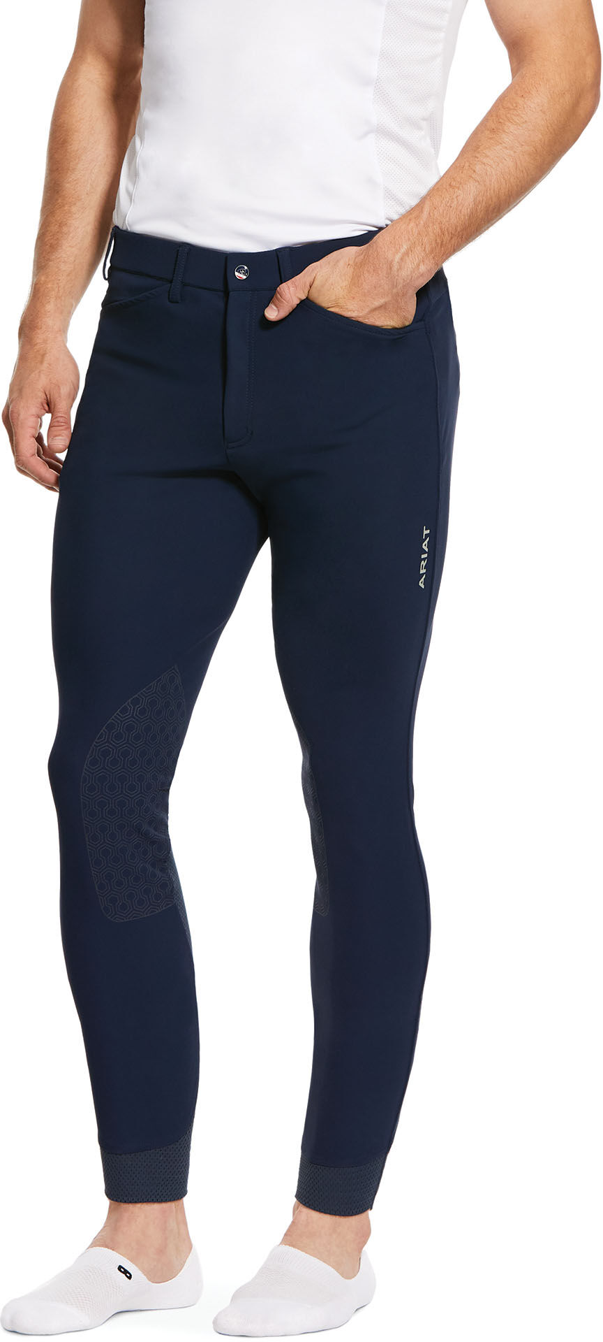 Men's Tri Factor Grip Knee Patch Breech in Navy, Size: 34 Long by Ariat