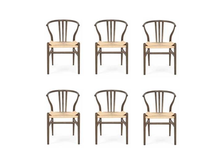 6er Set Esszimmerstühle Nicoline - Geflechtsitz, Räuchereiche