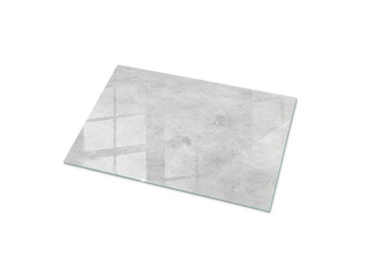 Tulup Glasplatte 100x70 cm Betonstruktur mit Kratzern, Hellgrau, Glas, Rechteckig, 100x70x0.4 cm, Esszimmer, Esstische, Tischsysteme