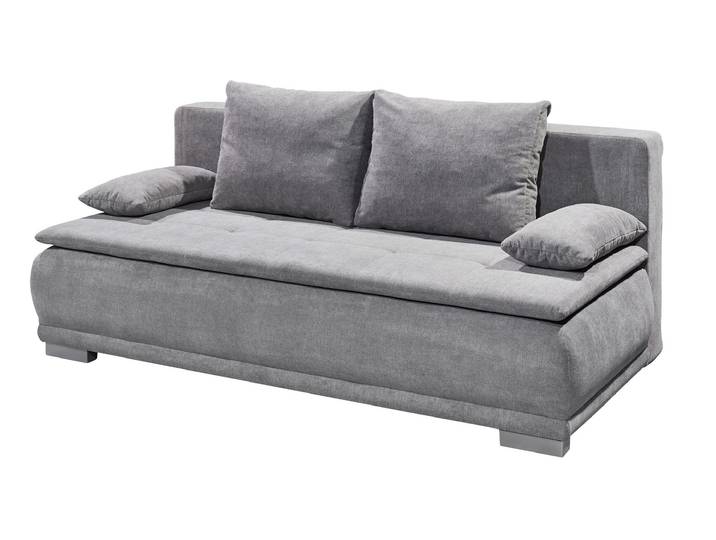 Schlafsofa grau mit Bettkasten Federkern 208 cm - LUIGI