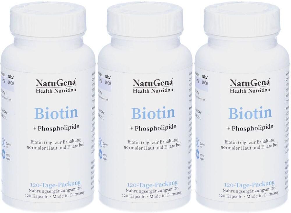 NatuGena Biotin HOCHDOSIERT+Lecithin vegan Kapseln x3 3x120 St