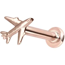 14 Karat Gold Labret mit Innengewinde FLUGZEUG
