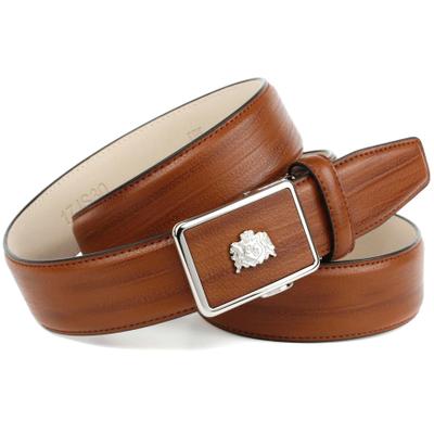 Ledergürtel ANTHONI CROWN, Herren, Gr. 100, braun (cognac), Leder, unifarben, Gürtel Ledergürtel, in Vintage-Optik, Schnalle mit Wappenmotiv