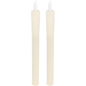 Ideen-mit-Herz LED-Kerze 010554, Echtwachs-Stabkerzen creme, 25 x 2 cm (HxØ), mit Timer, 2er Set
