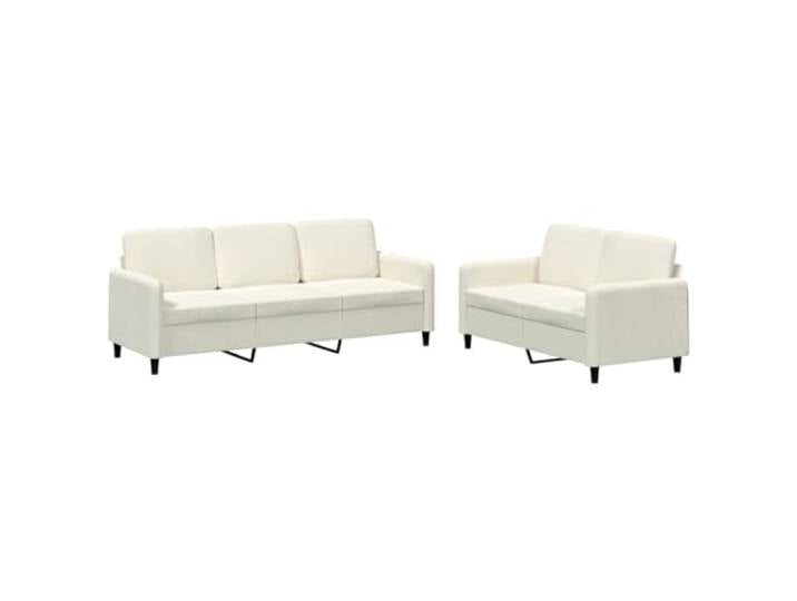 GHVBNMF 2-TLG. Sofagarnitur Samt Couch Set 2-Sitzer & 3-Sitzer Creme Dick gepolstertes Polstermöbel Set mit stabilem Metallgestell für Wohnzimmer und Entspannung