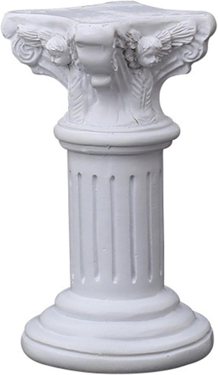 Romeinse Zuil Beeldje Griekse Pilaar Interieur Decoratie Wit Hoogte: 14,4 cm
