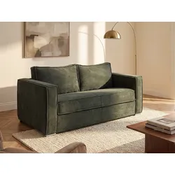 Schlafsofa mit Matratze 3-Sitzer - Cord - Tannengrün - Liegefläche 140 cm - Matratze 14 cm - LORETO