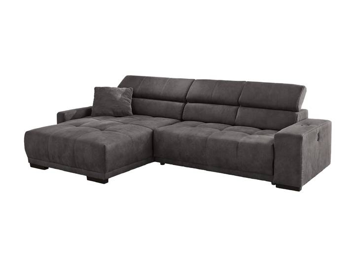 Ecksofa grau 315 cm elektrisch ausfahrbar - LE MANS
