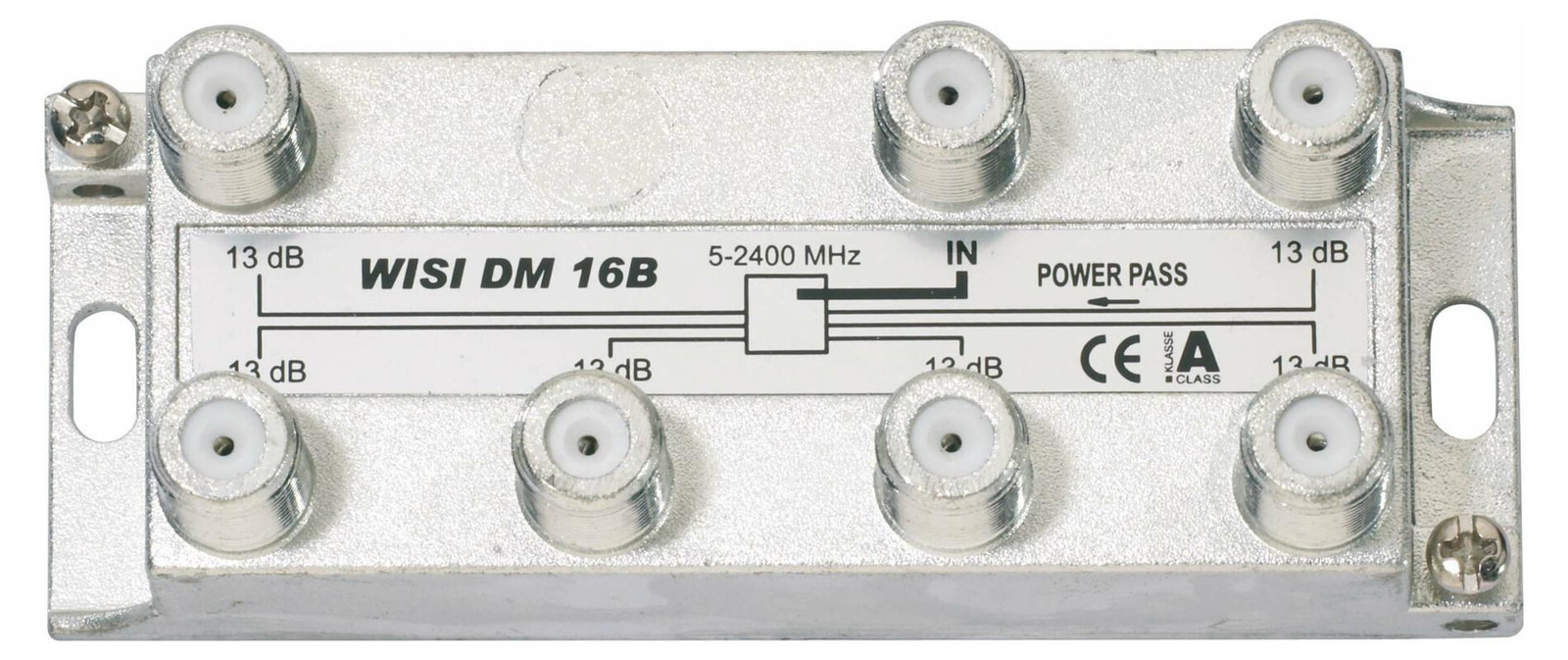 WISI signaalverdeler DM16B, 6-voudig, frequentiebereik 5-2400 MHz, versterking 13 dB